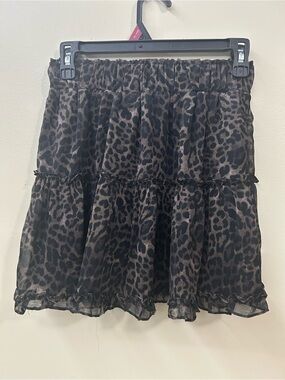 Gab & Kate Leopard Print Tiered Mini Skirt in Black and Brown